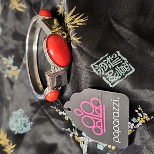 Paparazzi Red & Silver Clamper bracelet